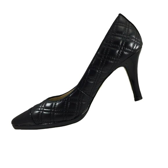 Adrienne Vittadini Jantine High Heel Shoes Womens 9 M Black Quilted Fine Leather - Picture 9 of 12